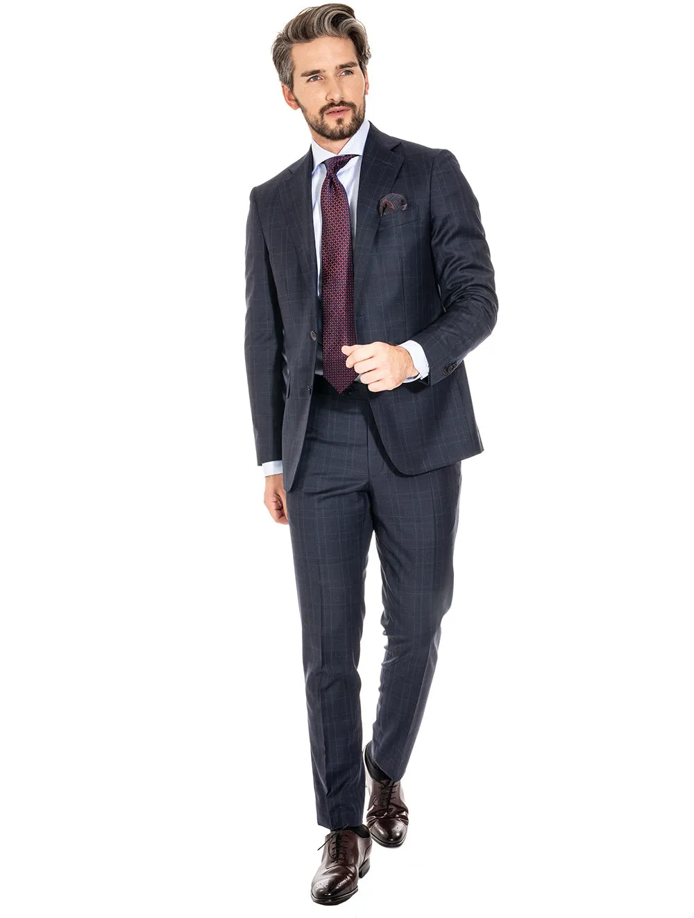 Navy Check Two-Piece S150 Suit Navy