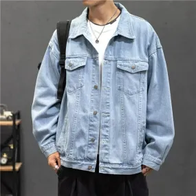 NEW REDHOTYPE New Denim Jacket Men Vintage Jean Coats Streetwear Fashion Jean Jacket Men Turn Down Collar Denim Outerwear Cotton Bomber Jacket, Sz 2XL
