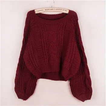 Nukty Autumn Fashion Sweet Casual Loose Lantern Sleeve Solid Simple O-Neck Twist Knitted Sweatshirt Women Pullovers Women Hooded