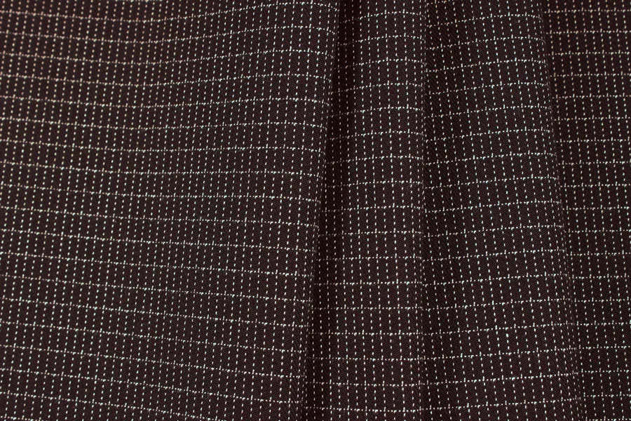 On-The-Grid Black & White Stretch Cotton Suiting
