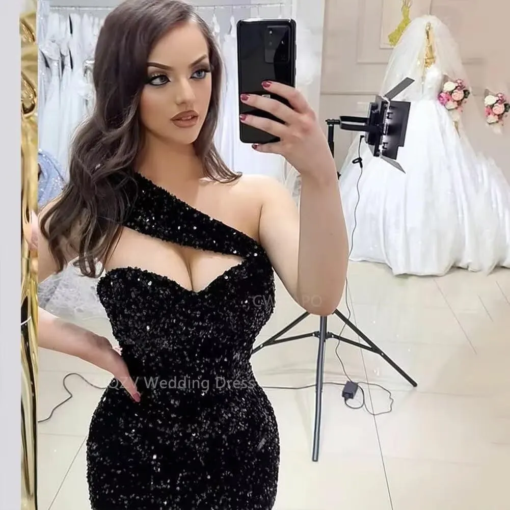 One Shoulder Sequin Prom Dresses Long Sparkly Mermaid Evening Gowns for Women Bodycon Formal Dresses 2025