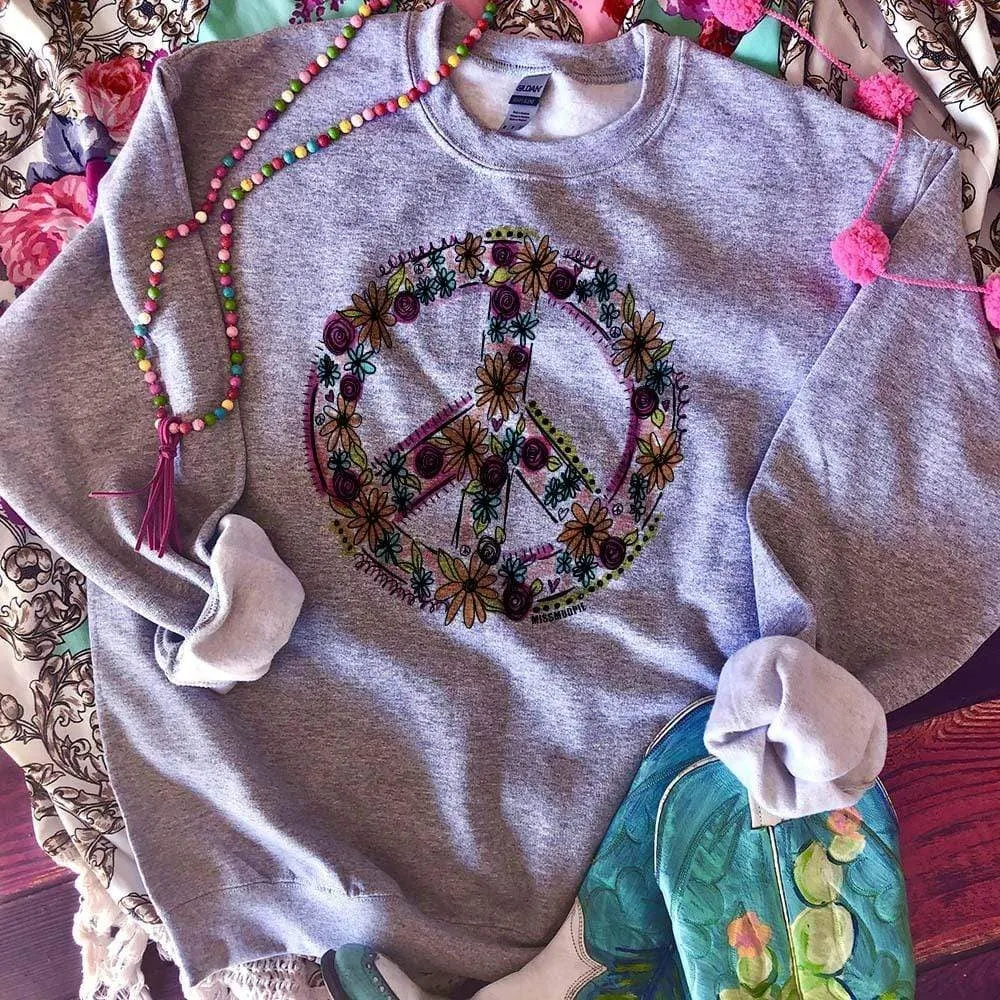 Peace Sign with Flowers Graphic Tee