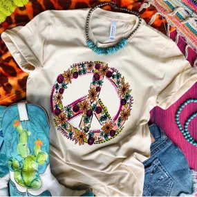 Peace Sign with Flowers Graphic Tee