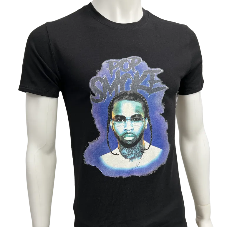 Pop Smoke Black Men's Graphic Tees 100% Cotton Crewneck T-Shirt