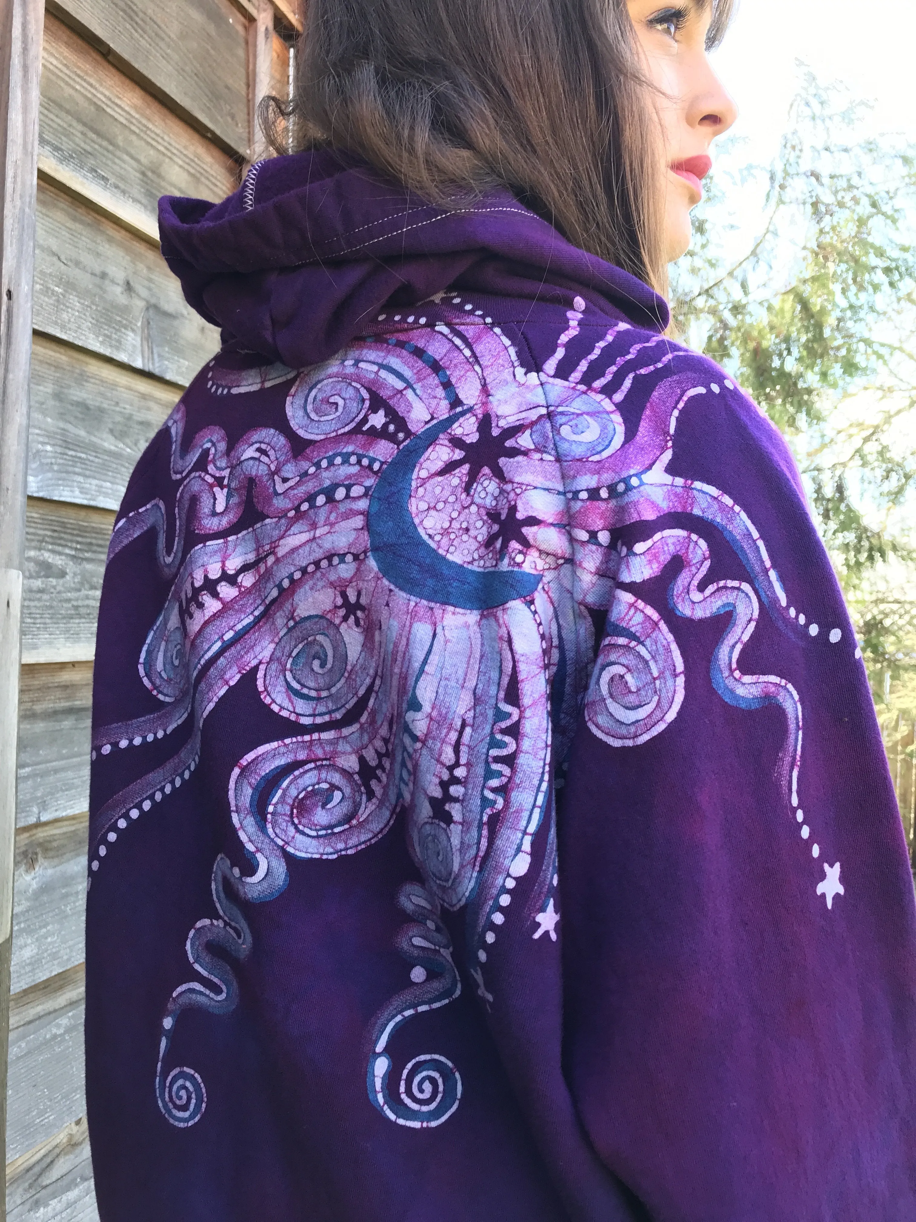 Purple Eclipse Organic Cotton Batik Hoodie - Unisex Size 2X