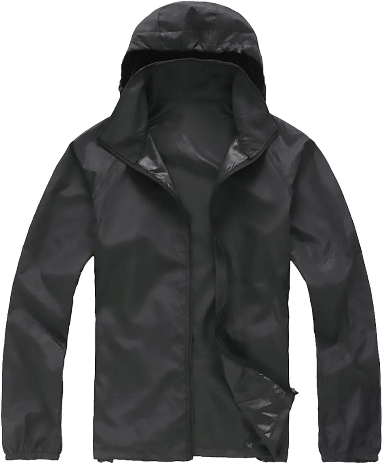 Rain Jacket for Women Lightweight Waterproof Raincoat Windbreaker Zip Up Jackets Outdoor Hooded Trench Coats