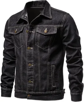 RTRDE Men's Jacket Jean Denim Jacket Casual Slim Fit Button Down Trucker Jacket Coat Fashion, M-3XL