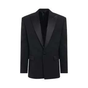 Satin Lapel 1 Button Jacket in Black