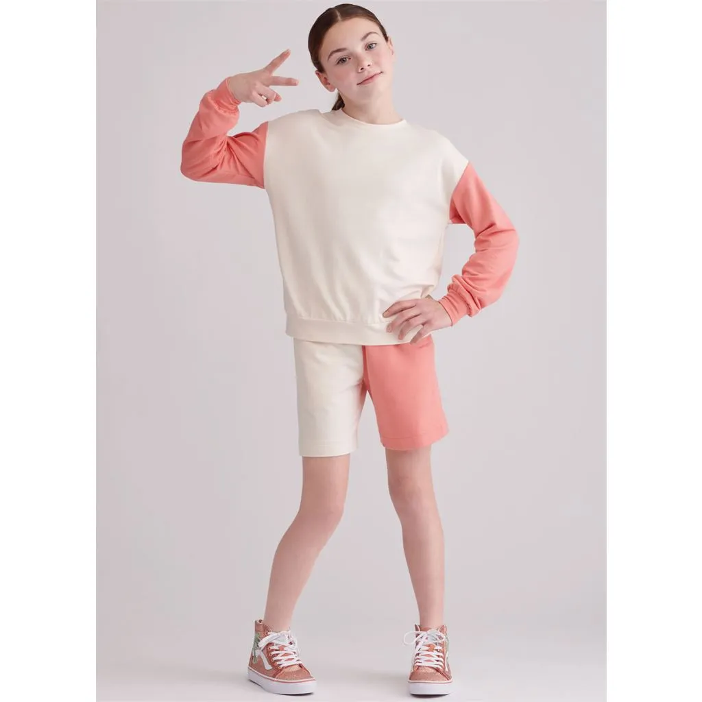 Simplicity Sewing Pattern S9801 Girls' and Boys' Sweatshirts and Shorts