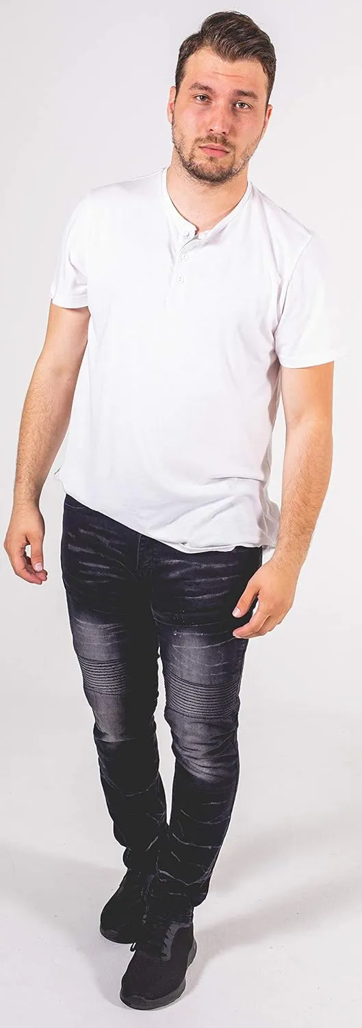 Skylinewears Men's Jeans Slim Fit Stretch Skinny Ripped Jeans Straight Legs Distressed Destroyed Denim Jeans