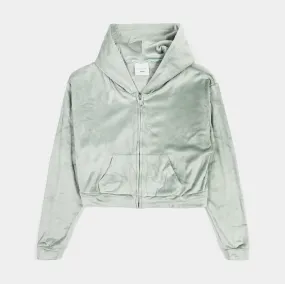 Solei Velour Womens Hoodie (Sage Green)