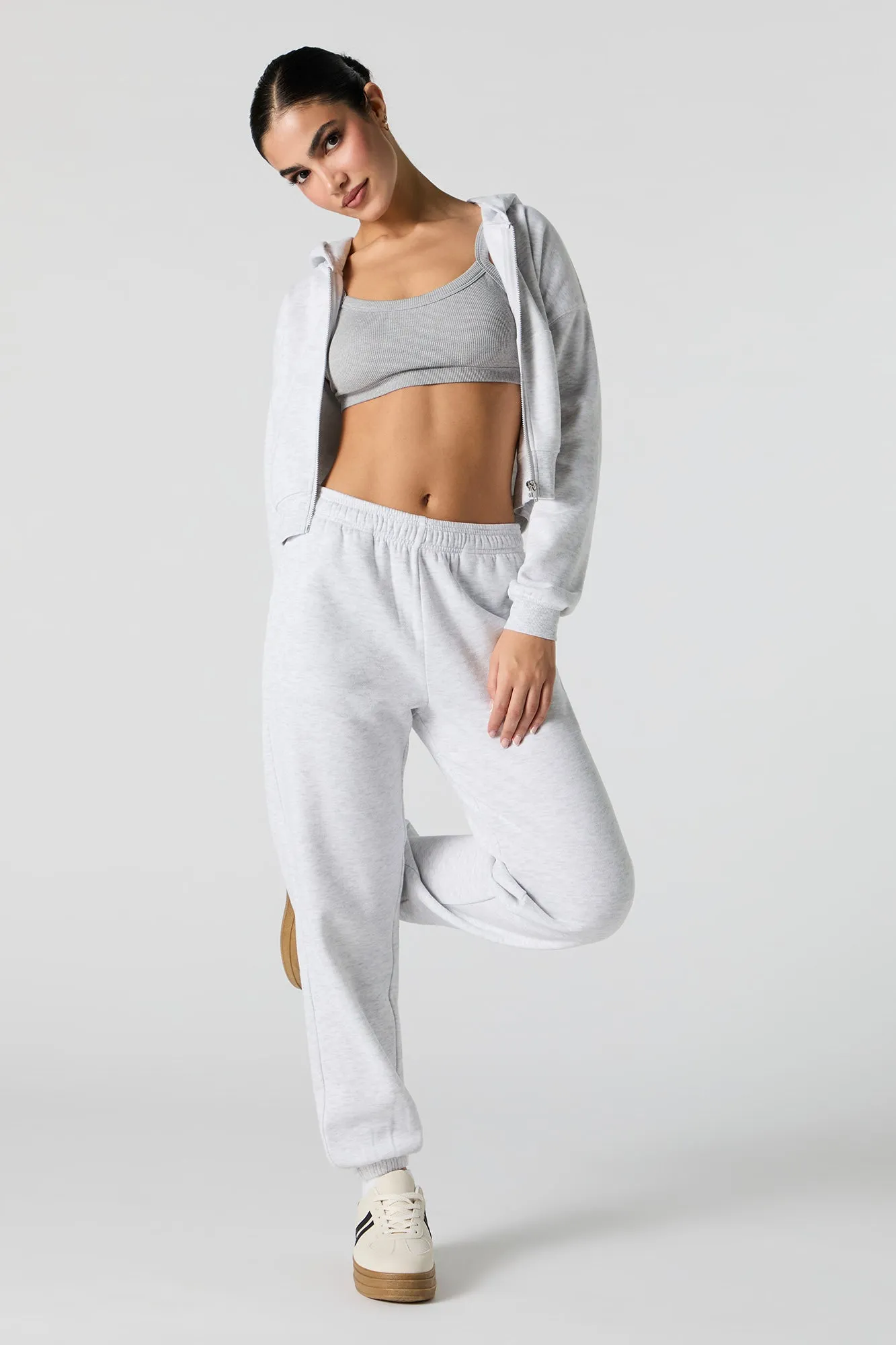 Solid Fleece Cuffed Jogger