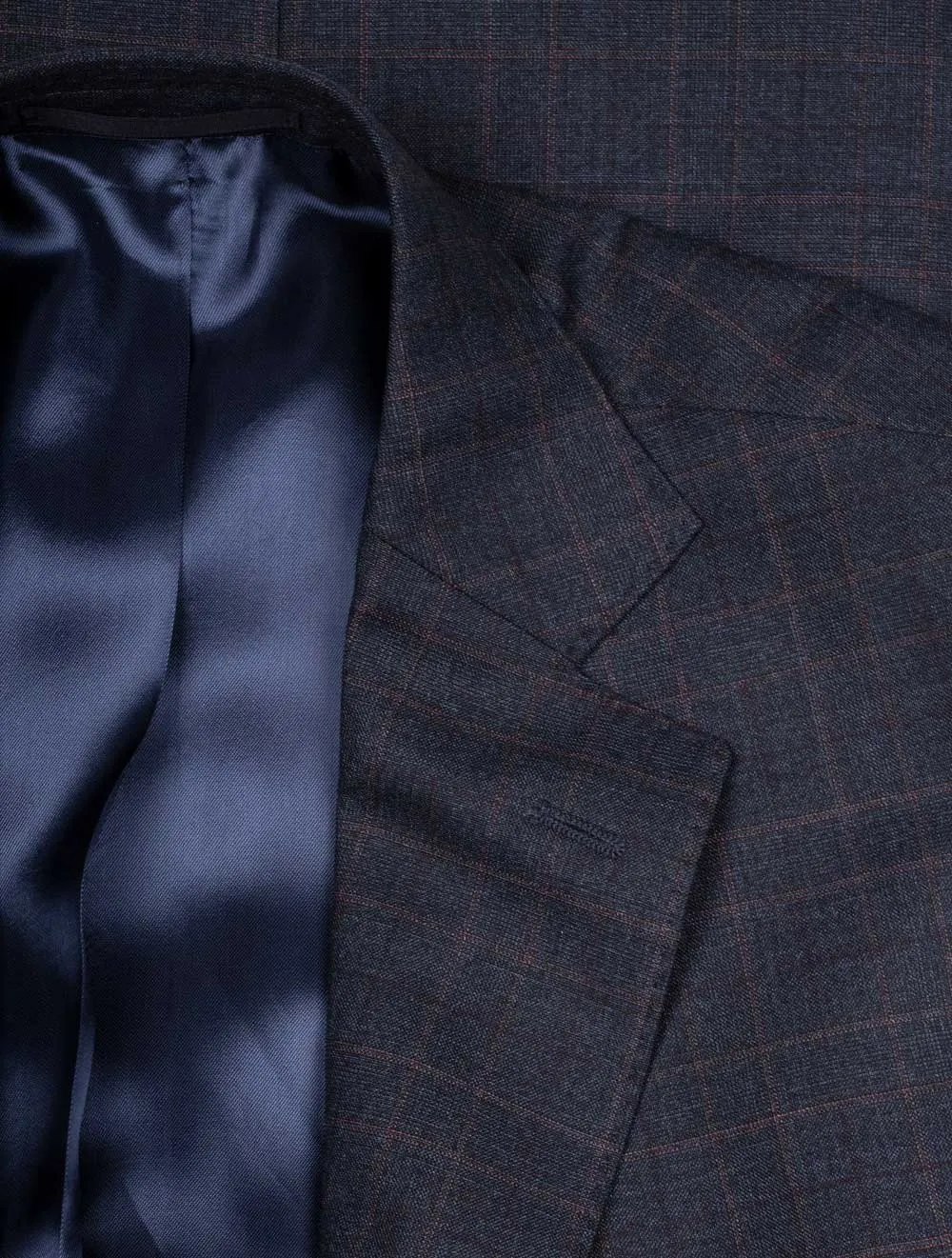 Super 170 Check Suit Blue