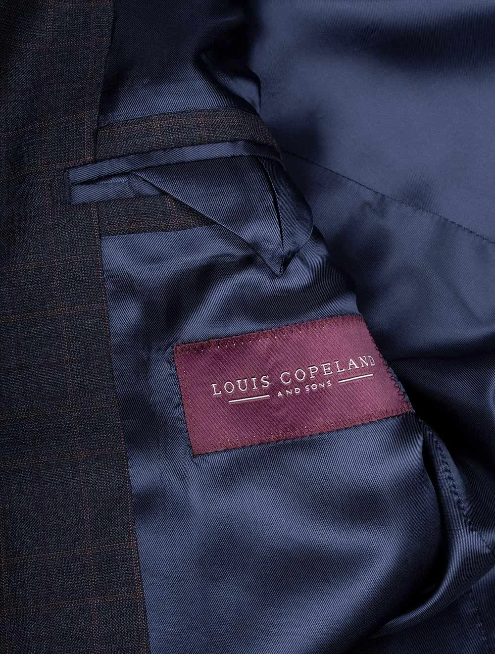 Super 170 Check Suit Blue