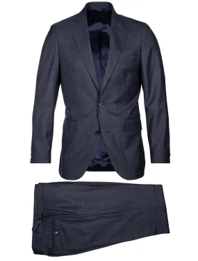 Super 170 Check Suit Blue