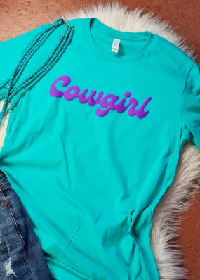 Teal Cowgirl Puff Short Sleeve Tee