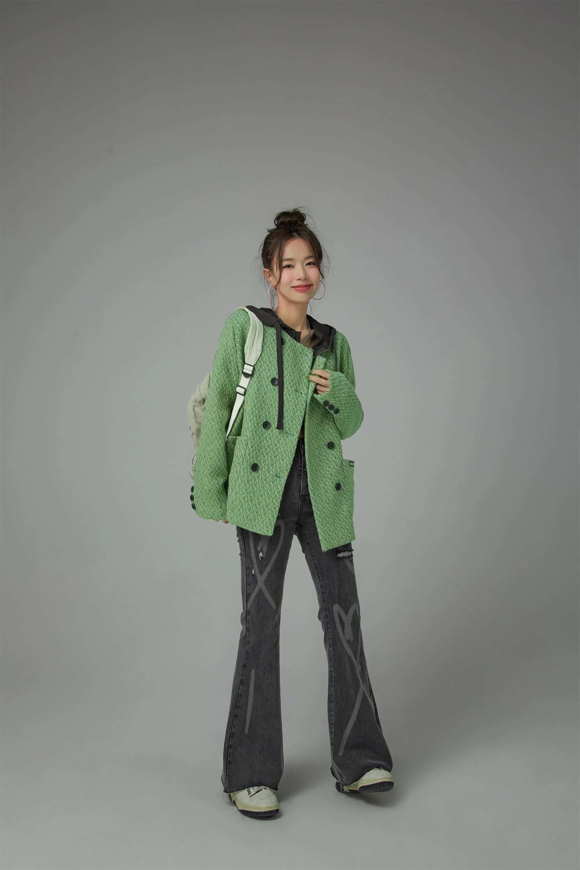 Top Of The Charts Round Neck Half Double Coat