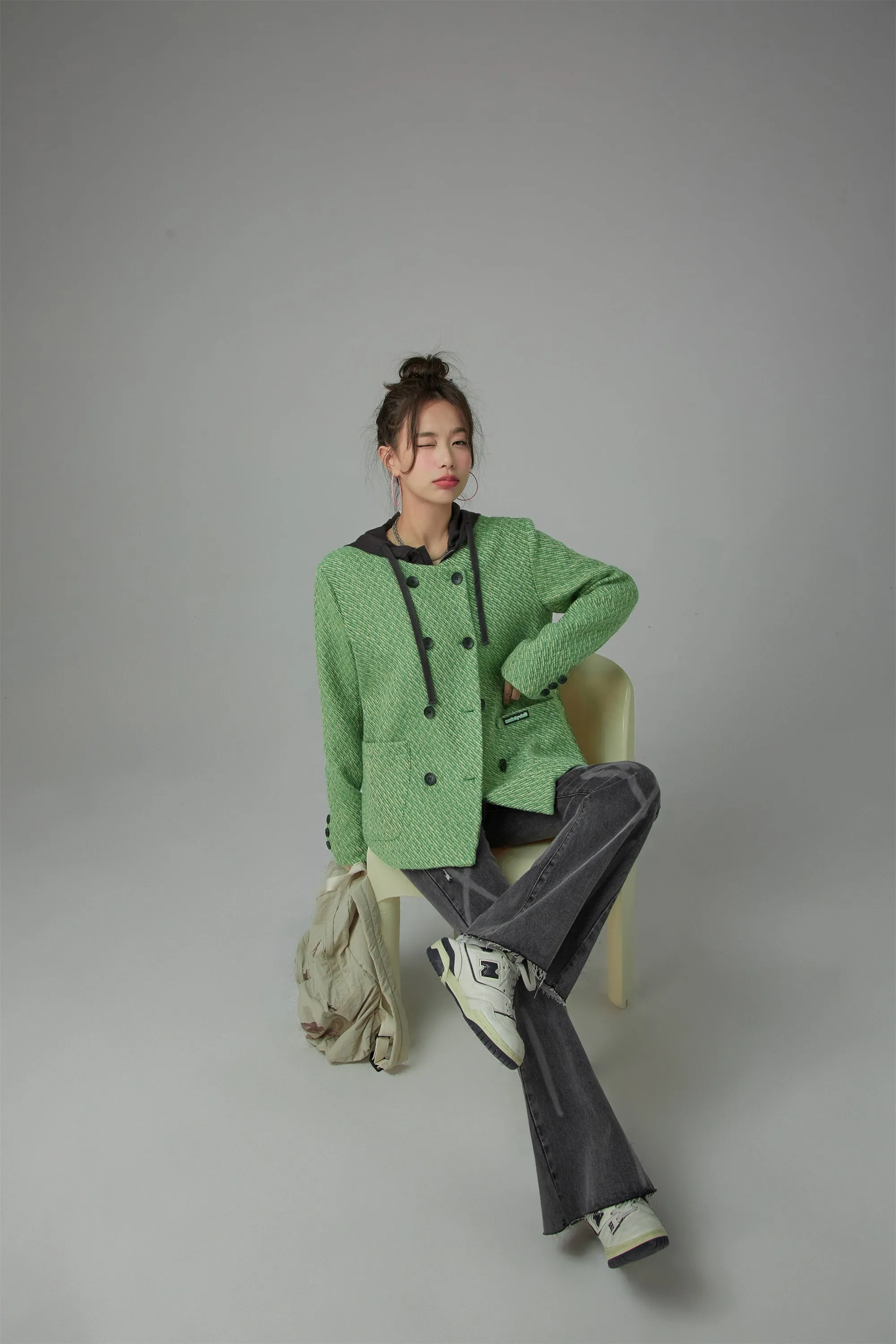 Top Of The Charts Round Neck Half Double Coat