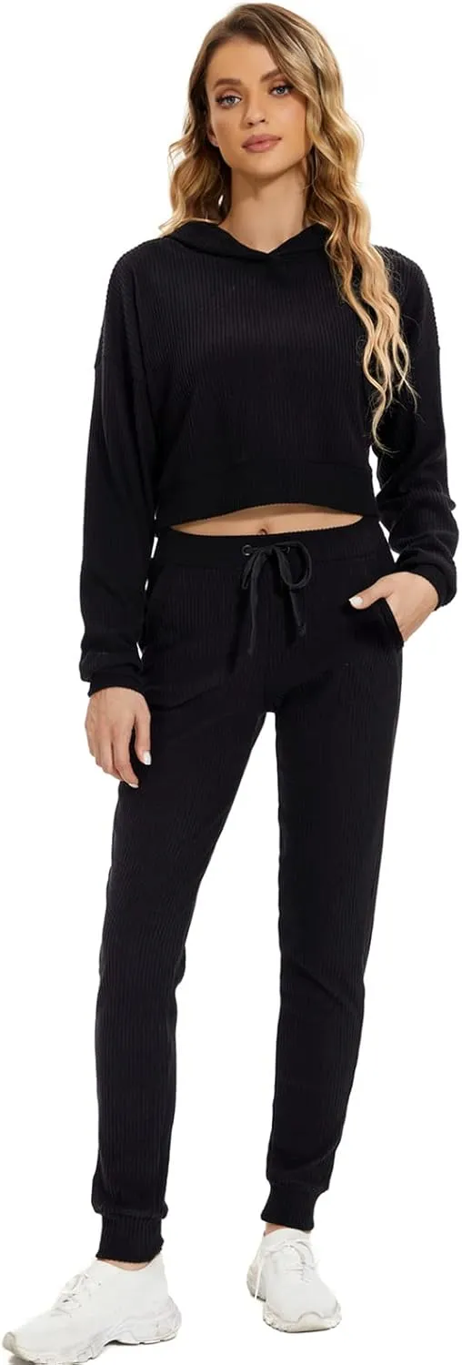 Topcloset Womens Hoodies Cropped Sweatshirts Casual Hoodie Pullover Sweaters Oversized Sweatshirts Long Sleeve Tops