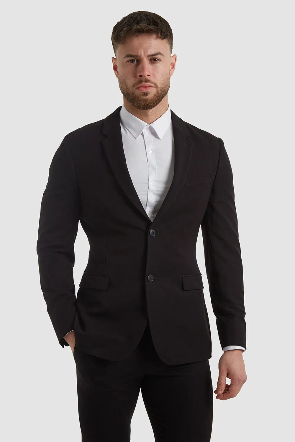 True Muscle Fit Suit Jacket in Black