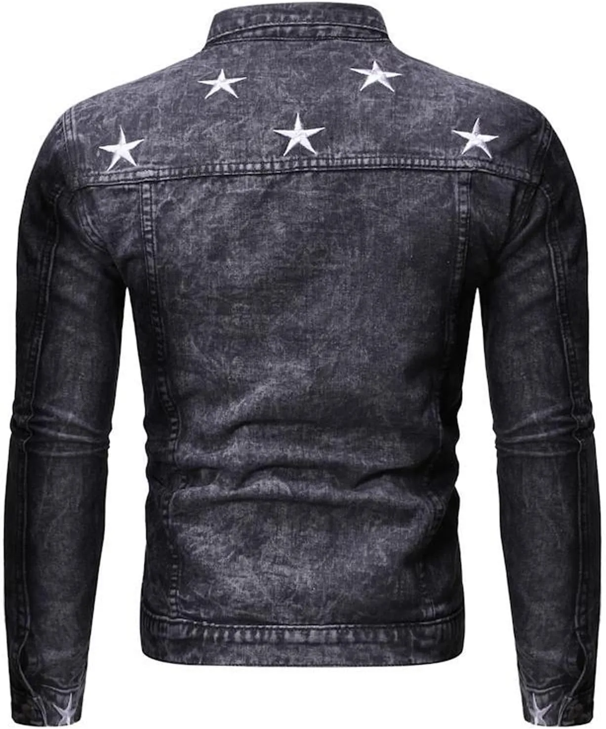tuduoms Jean Jacket for Men, Fashion Mens Denim Jacket Casual Distressed Denim Jacket Motorcycle Button Slim Trucker Jacket