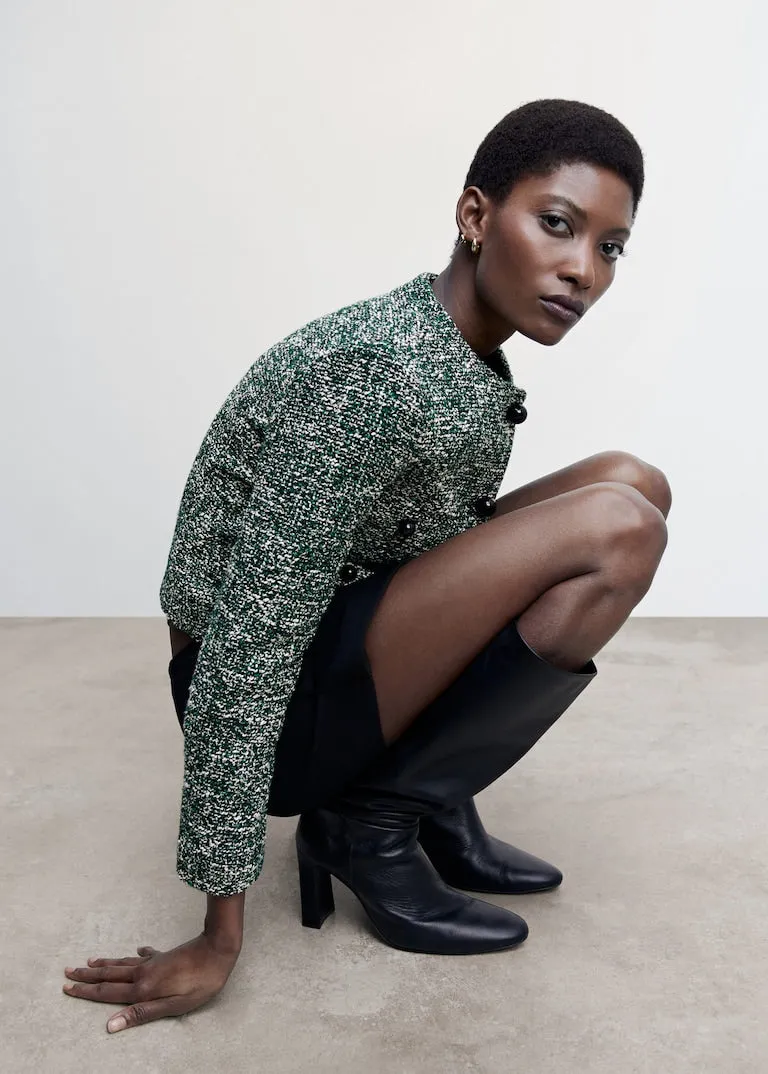 Tweed jacket with buttons