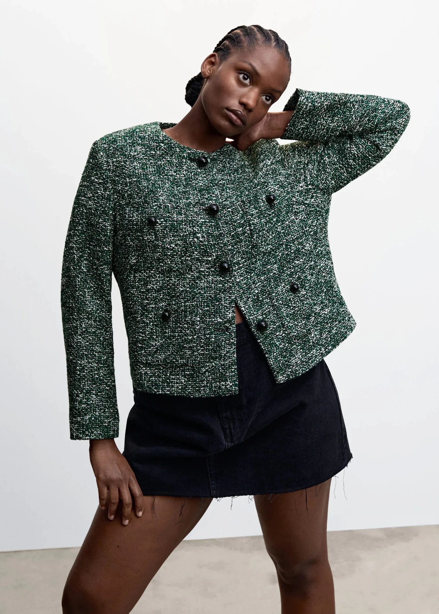 Tweed jacket with buttons