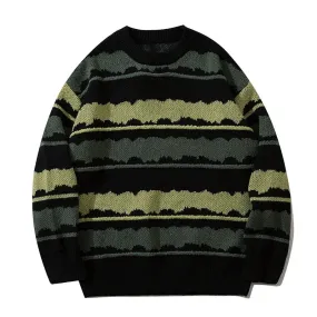 Voguable Harajuku vintage jumper striped ugly sweater streetwear pullover men oversized hip hop punk knitwear video grandpa sweater