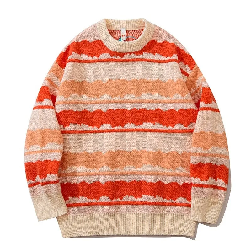 Voguable Harajuku vintage jumper striped ugly sweater streetwear pullover men oversized hip hop punk knitwear video grandpa sweater
