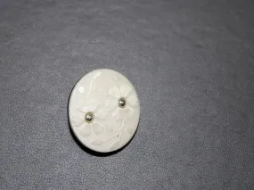 White Flower Embossed Circular Suit Button