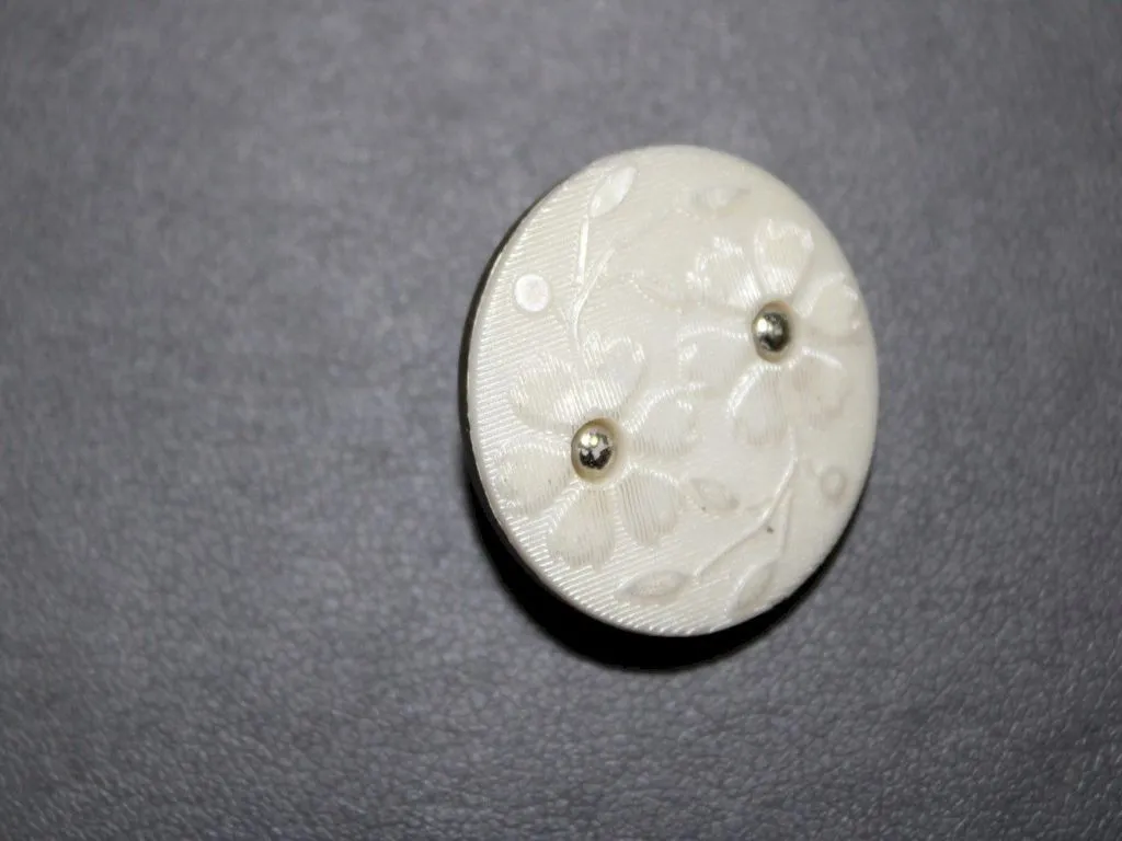 White Flower Embossed Circular Suit Button