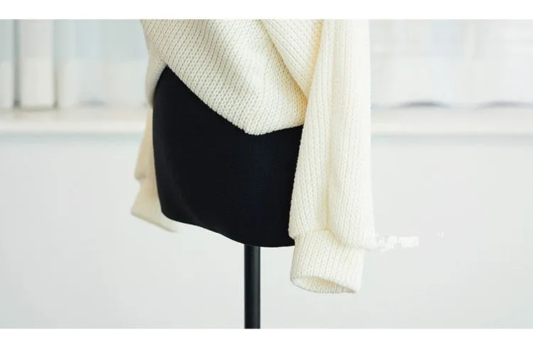 Winter Women Pullover V-neck Sexy Off Shoulder Sweater Knitted Jumpers