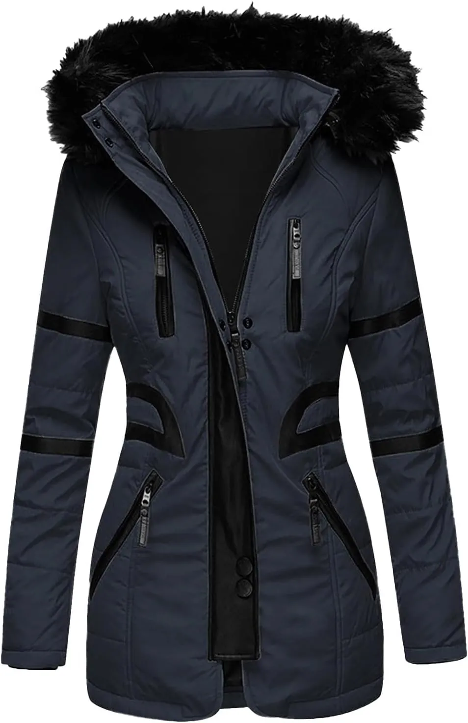 Women Winter Coats Mid-Lenght Down Puffer Coats Slim Hooded Long Sleeve Cardigans Coats Plus Size Thicken Jackets
