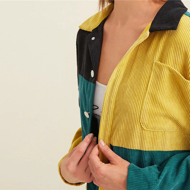 Women's Autumn Casual Polyester Long-Sleeved Patchwork Jacket