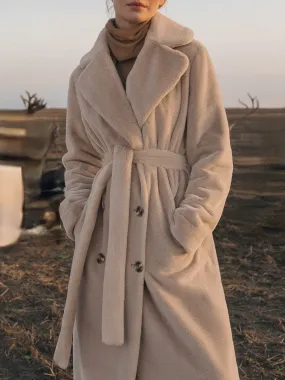 Women's Autumn/Winter Turn Down Collar Long Coat With Belt