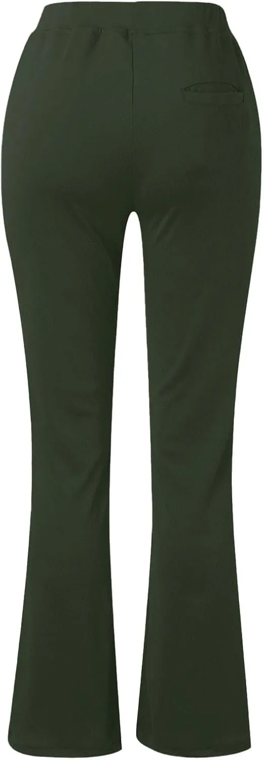 Womens Bootcut Dress Pants Business Casual Work Pants with Pockets High Waist Stretchy Trousers Pull On Office Slacks