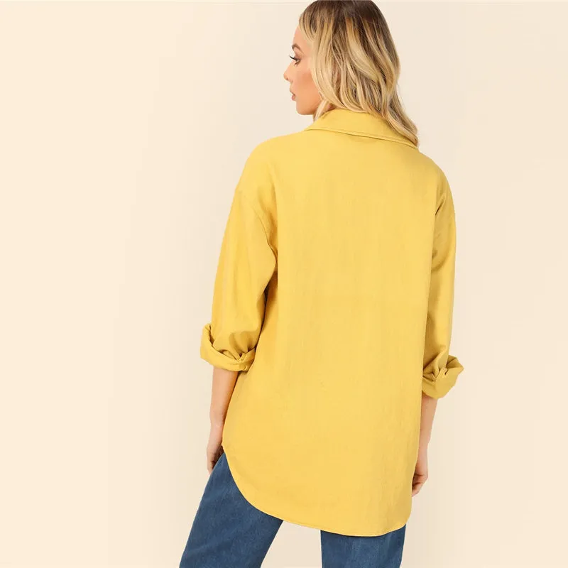Women's Casual Cotton Buttoned Jacket With Pockets