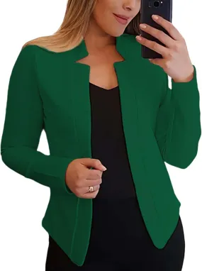 Womens Cropped Jackets Lightweight Long Sleeve Blazers Casual Open Front Cardigan Jackets Slim Work Office Blazers