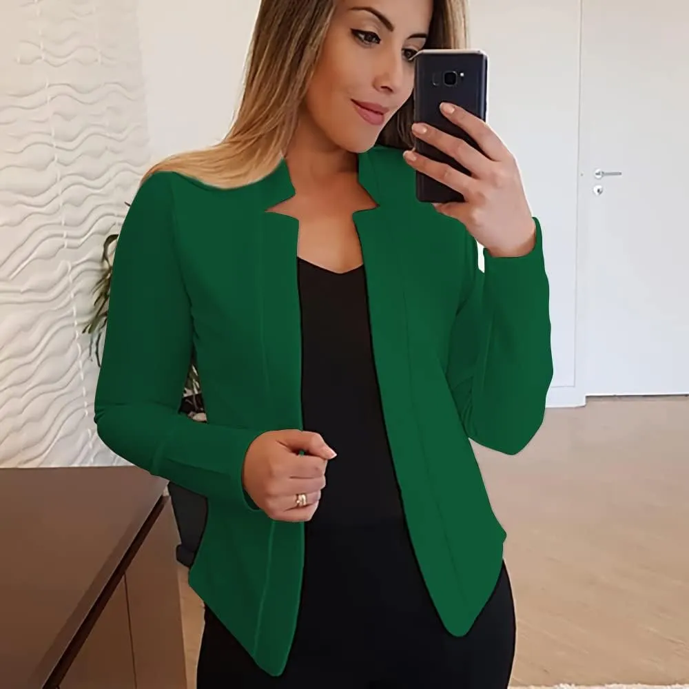 Womens Cropped Jackets Lightweight Long Sleeve Blazers Casual Open Front Cardigan Jackets Slim Work Office Blazers