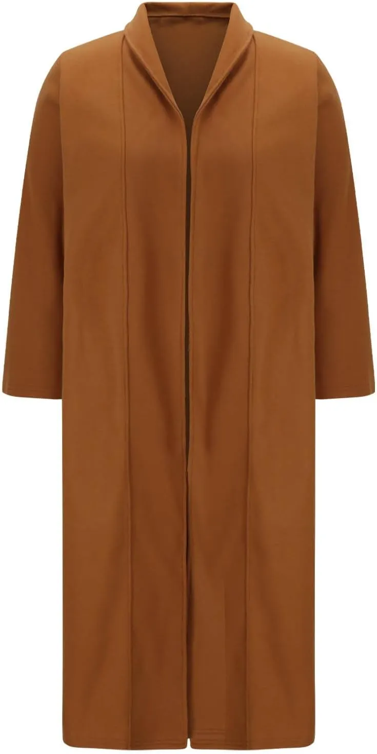 Women's Long Wool Blend Pea Coat Winter Casual Overcoat Lapel Collar Trench Coat Open Front Long Jacket Outerwear