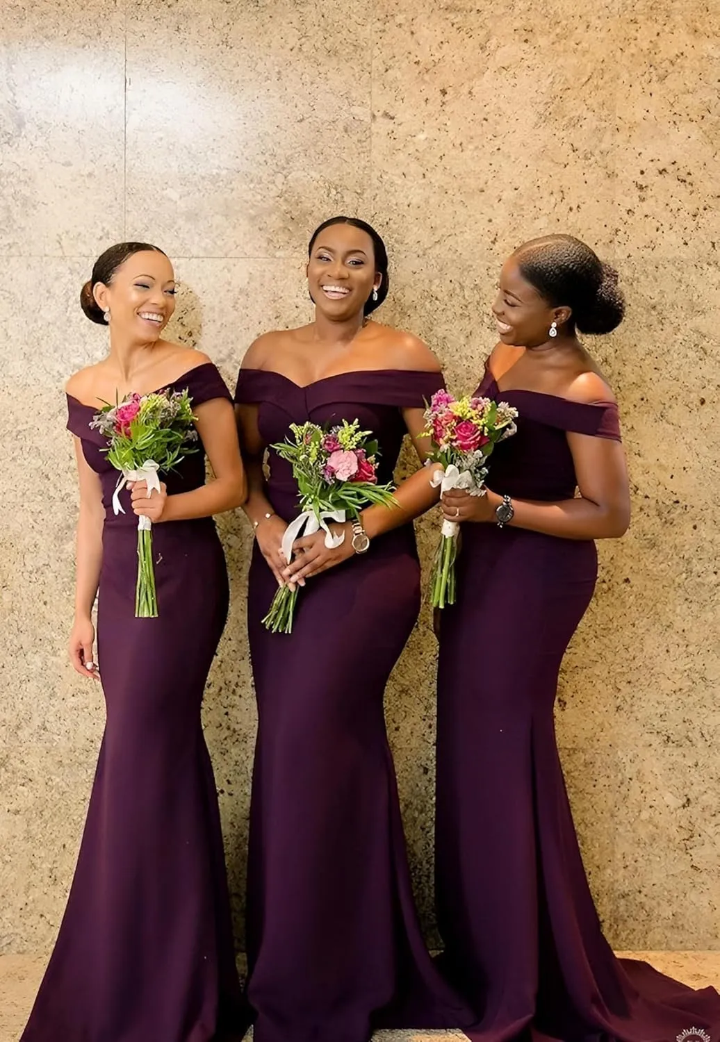 Womens Off The Shoulder Satin Bridesmaid Dresses Wedding Dress Prom 2025 Mermaid Formal Evening Gown QM72888