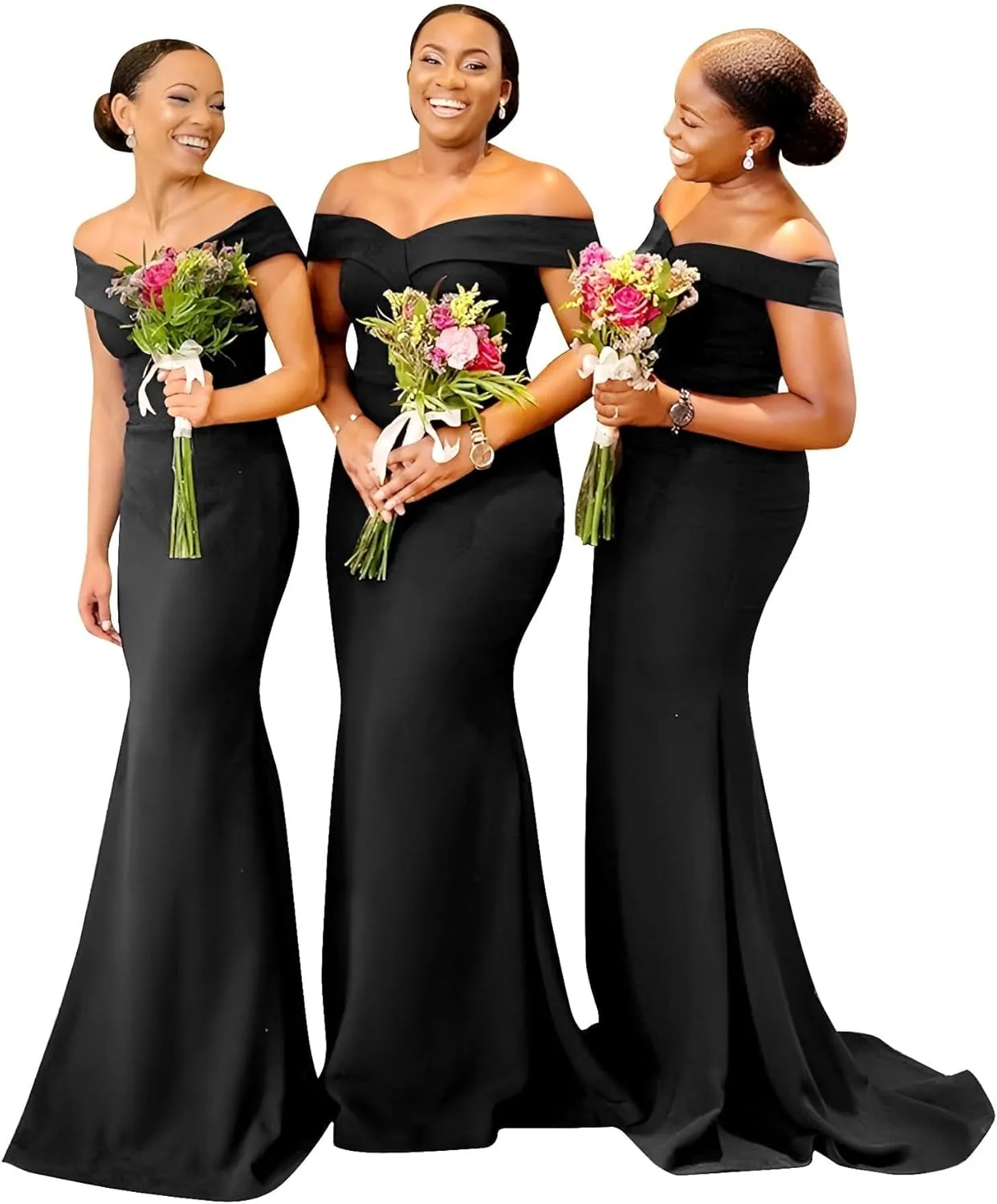 Womens Off The Shoulder Satin Bridesmaid Dresses Wedding Dress Prom 2025 Mermaid Formal Evening Gown QM72888