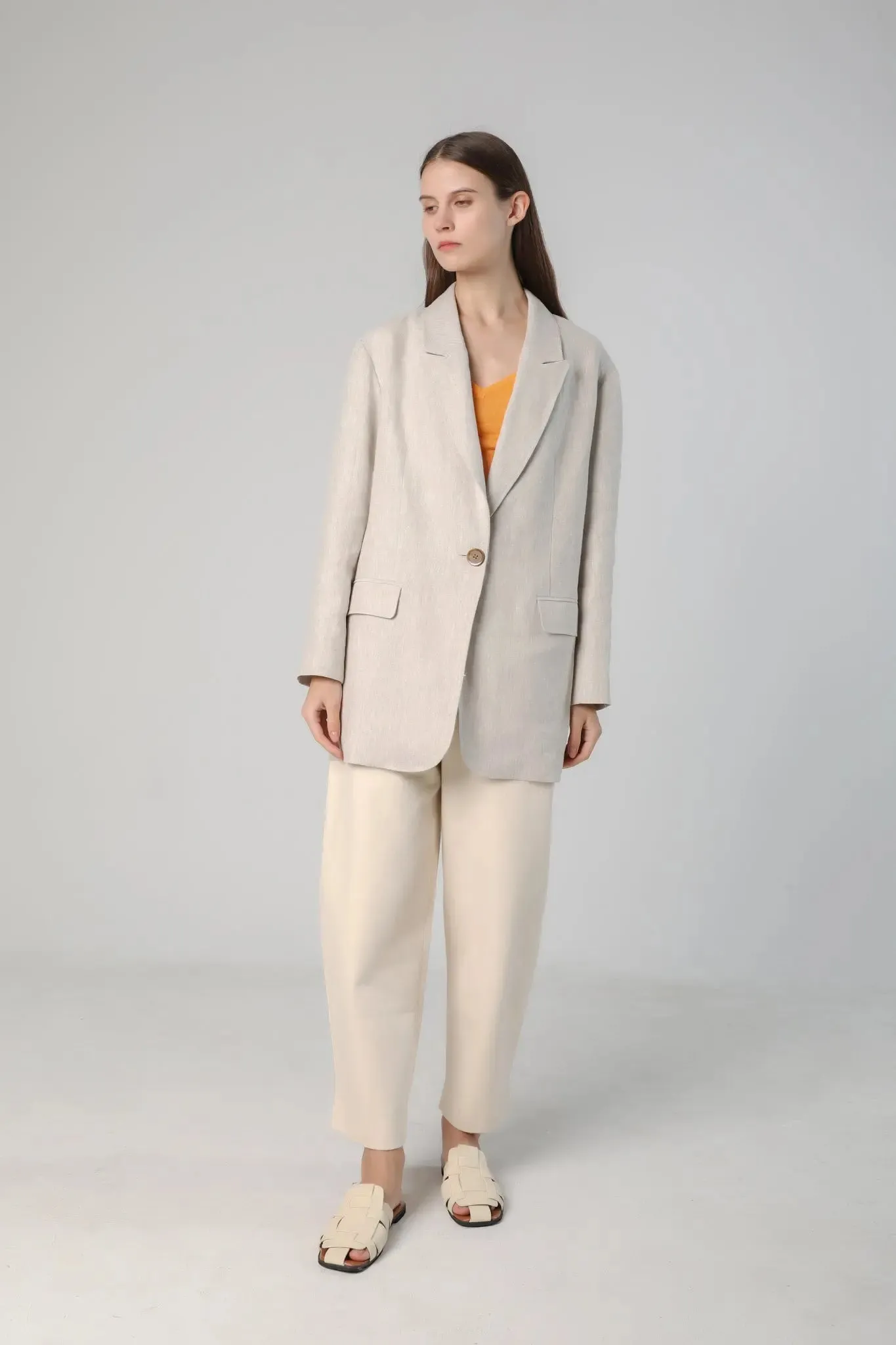 Women's Oversized Linen Blazer