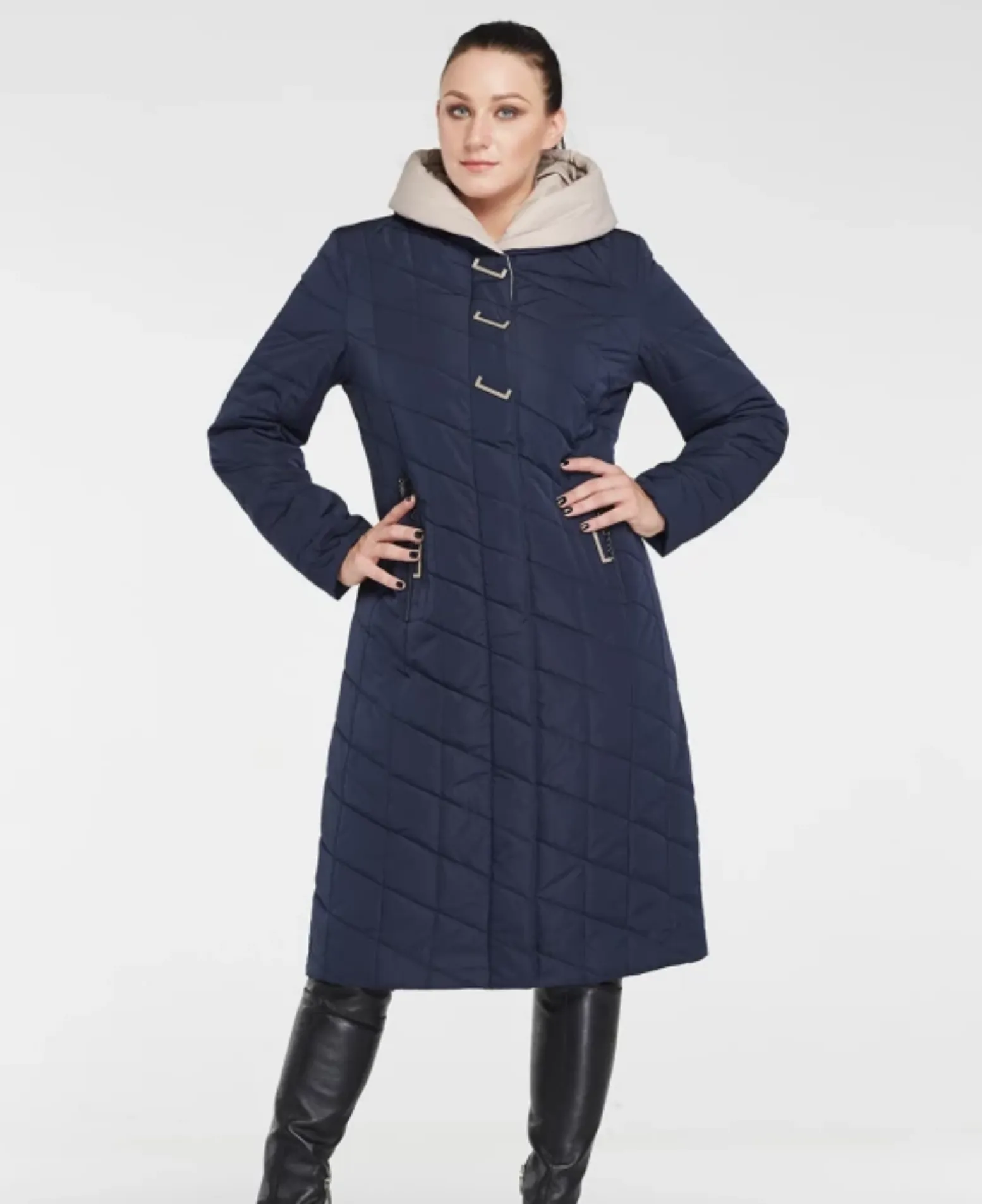 Women's Winter Cotton Solid Hooded Coat | Plus Size