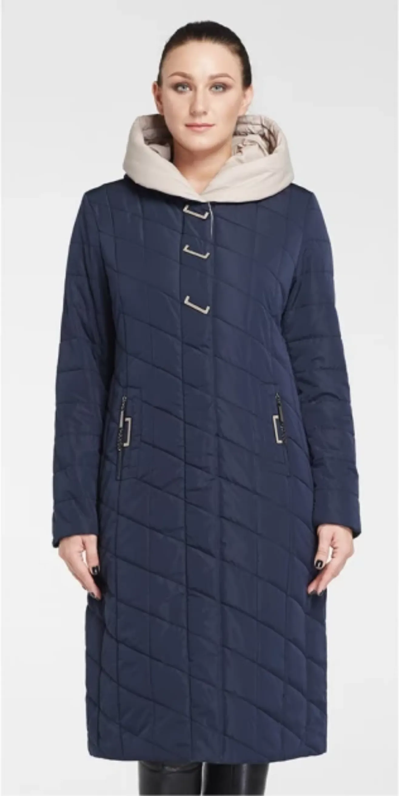 Women's Winter Cotton Solid Hooded Coat | Plus Size