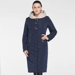 Women's Winter Cotton Solid Hooded Coat | Plus Size