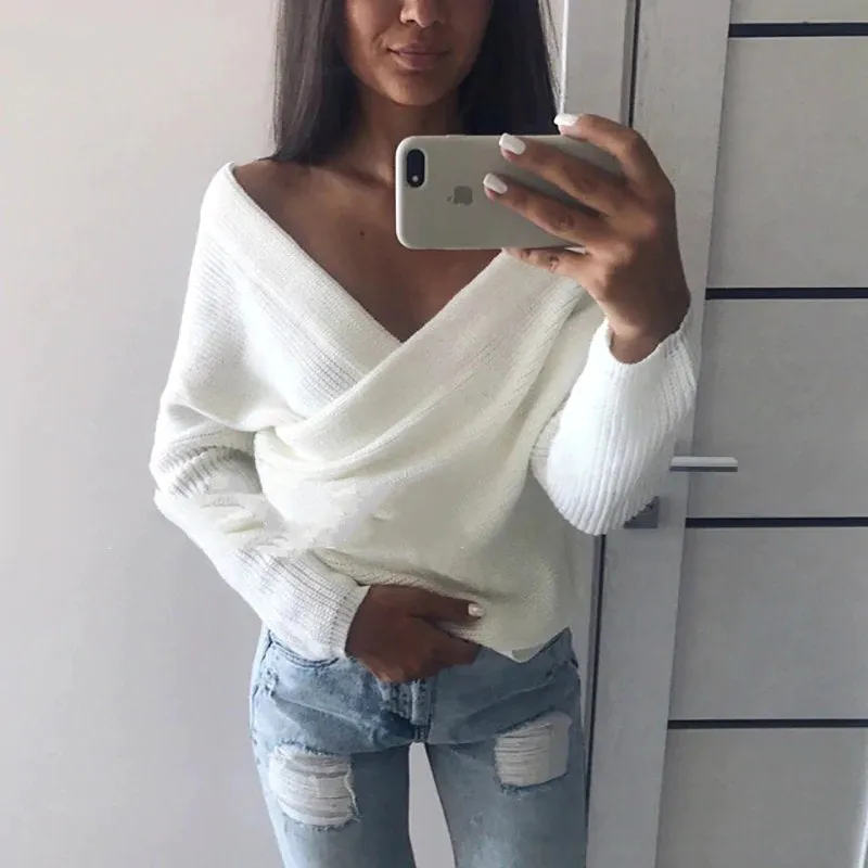 Women's Winter V-Neck Knitted Cashmere Pullover