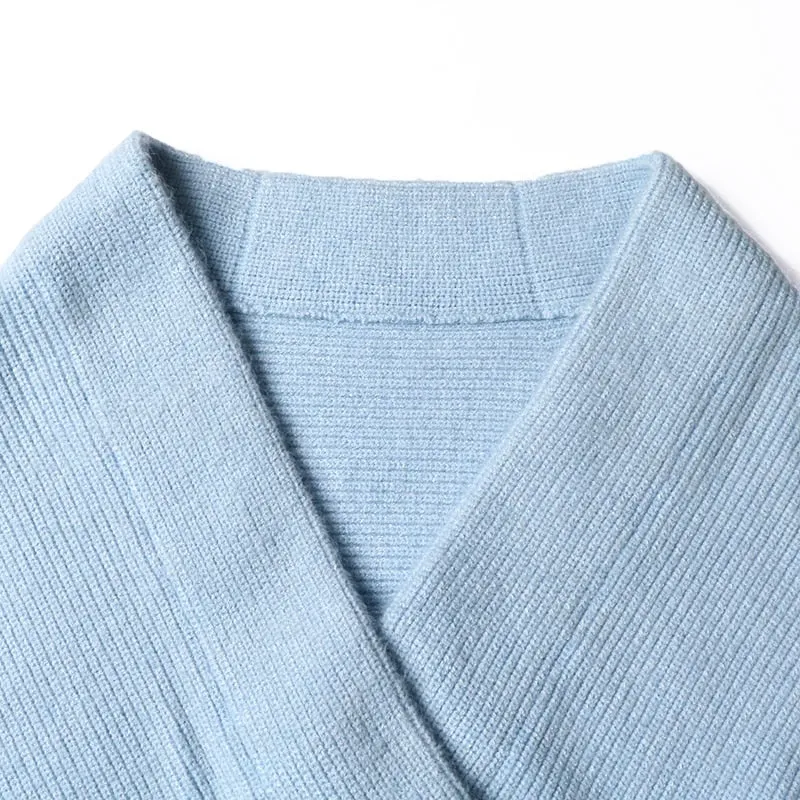 Women's Winter V-Neck Knitted Cashmere Pullover