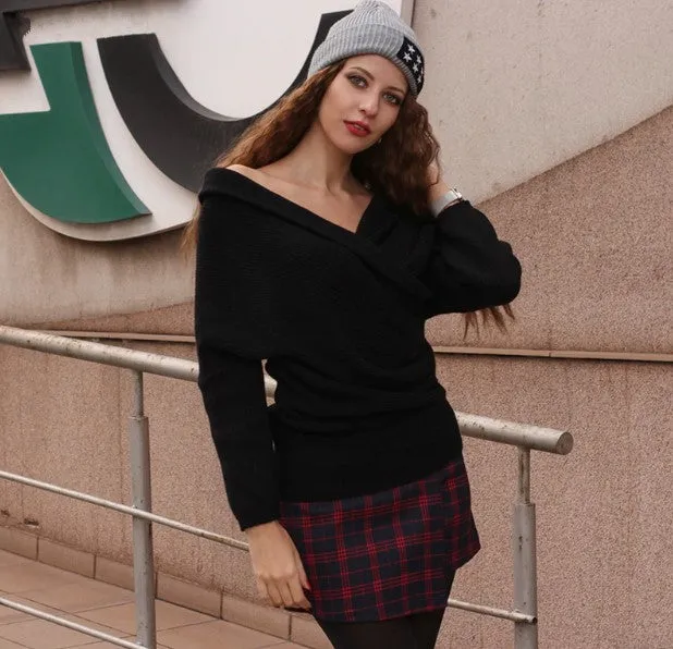 Women's Winter V-Neck Knitted Cashmere Pullover