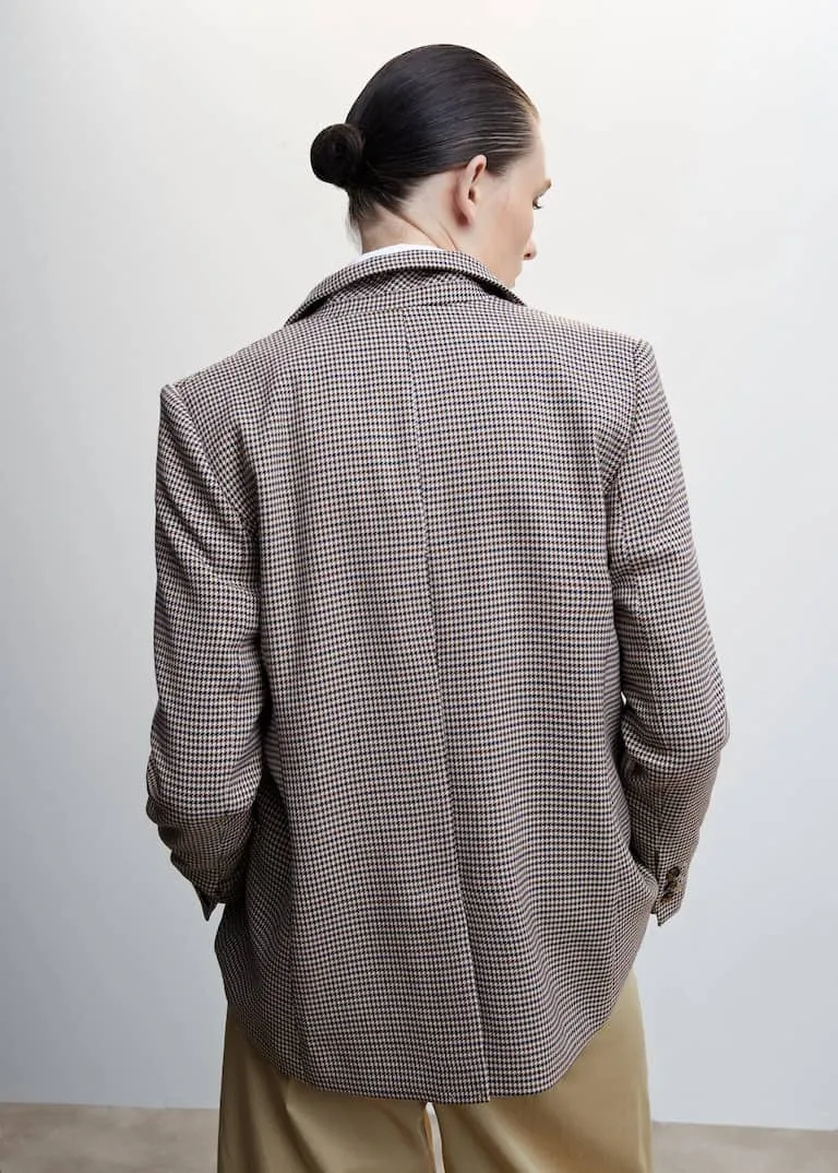 Wrap check suit jacket